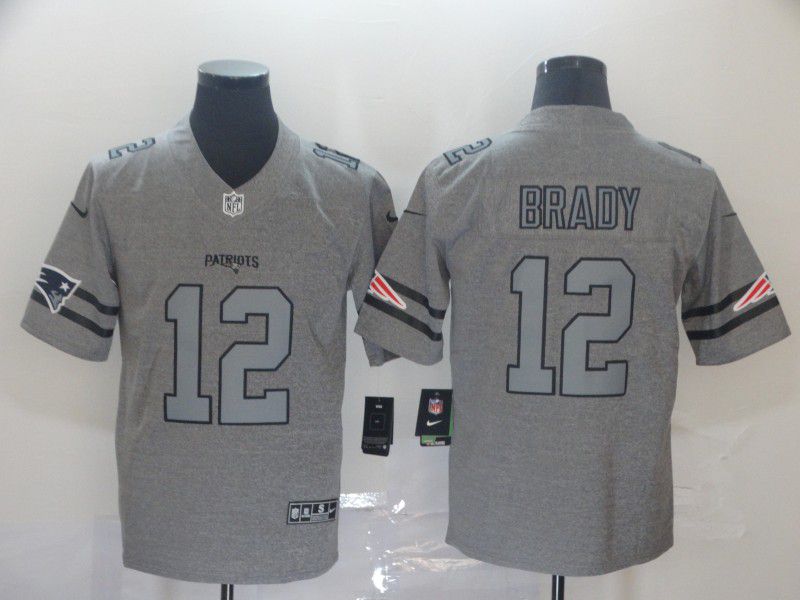 Men New England Patriots #12 Brady Grey Retro Nike NFL Jerseys->chicago bears->NFL Jersey